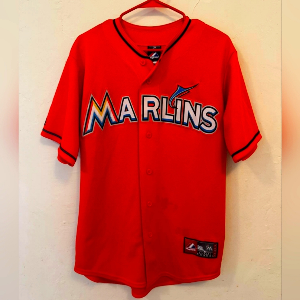 Florida Marlins Giancarlo Stanton Unisex Adult Majestic Orange Jersey Size M